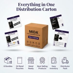 MIDA MIX-C Distribution Carton – 6 Cable Management Bundles, 24 Retail Pouches, Reusable Cable Ties Assortment - Image 5