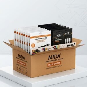 MIDA MIX-D Promotional Distribution Carton – 5 Cable Management Bundles, 20 Retail Pouches with Bonus Items - Image 6